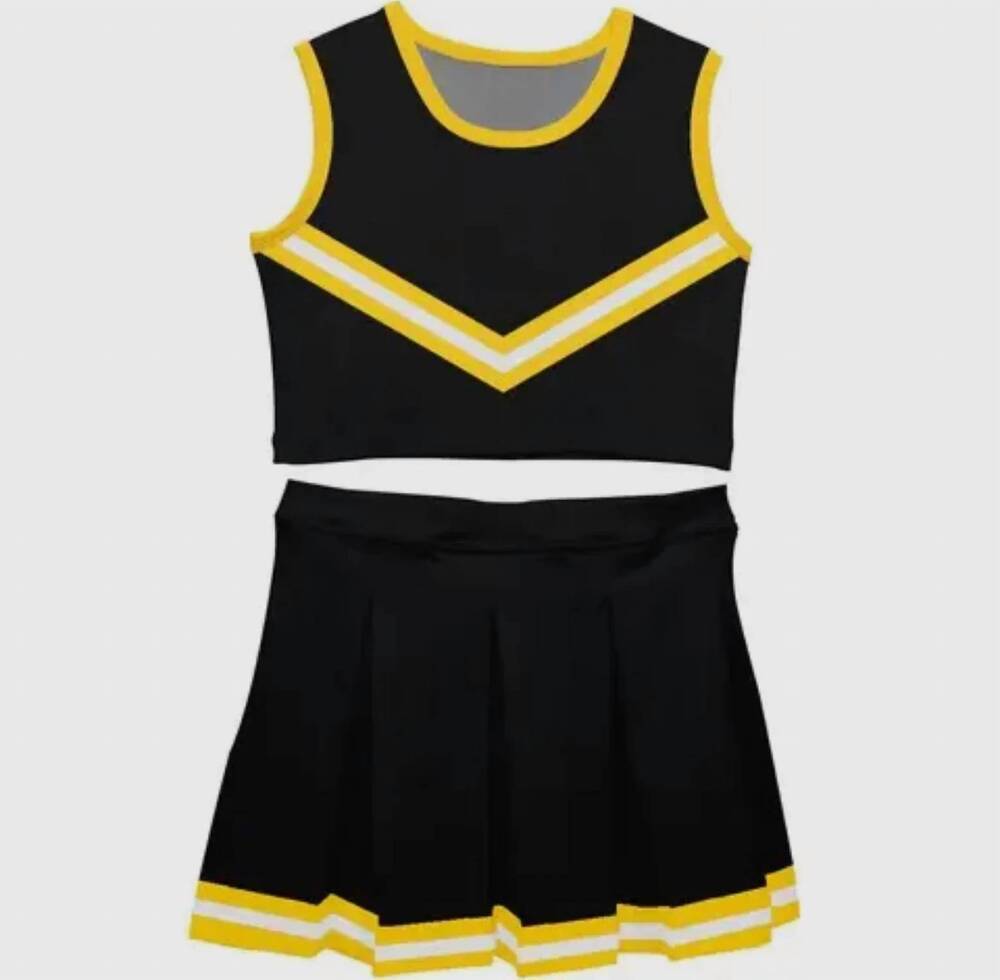 NEW VIVE LA FETE girls sleeveless cheerleader set in black/gold